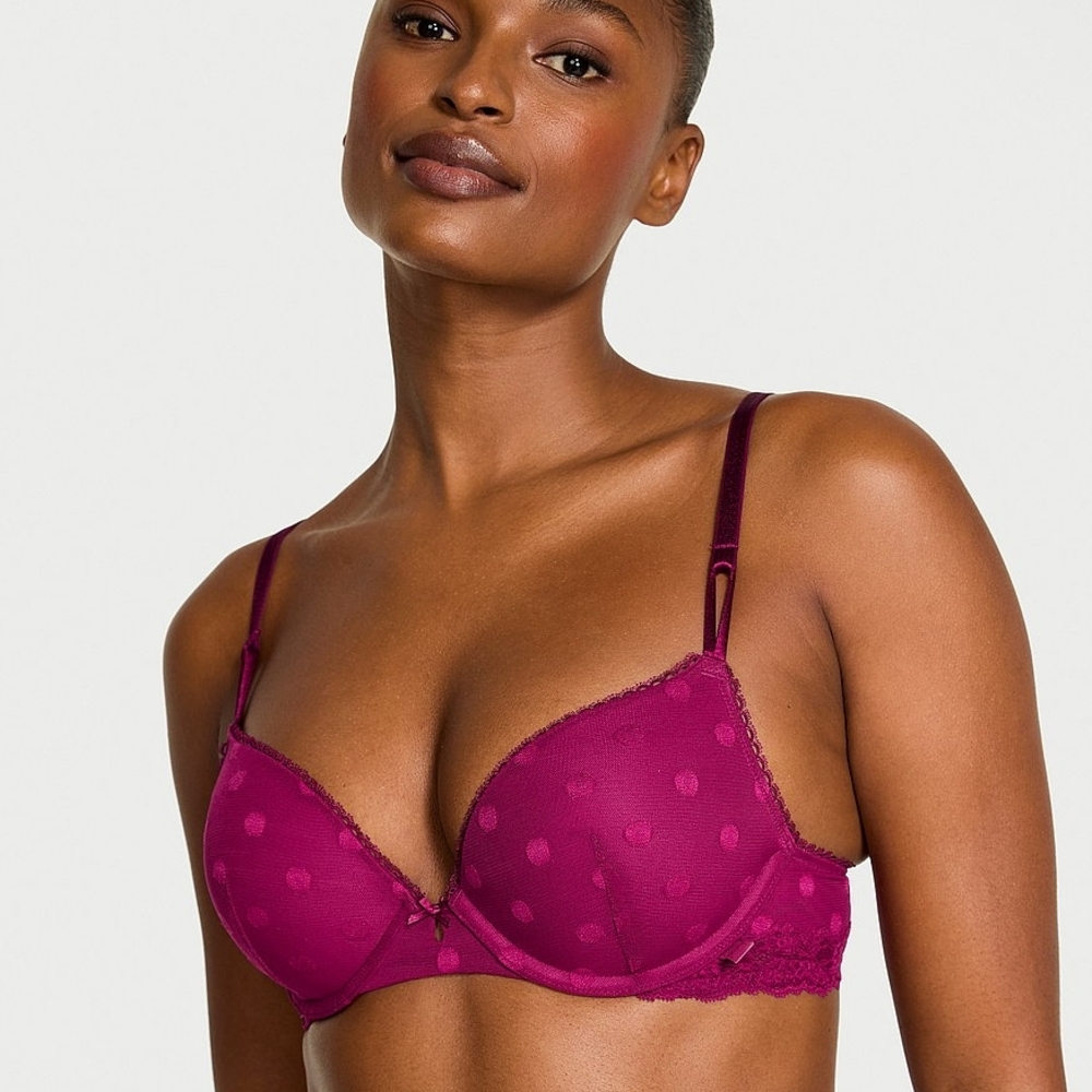 New Victoria's Secret Sexy Tee Sheer Heritage Dot Push-up Bra. Size 34D
